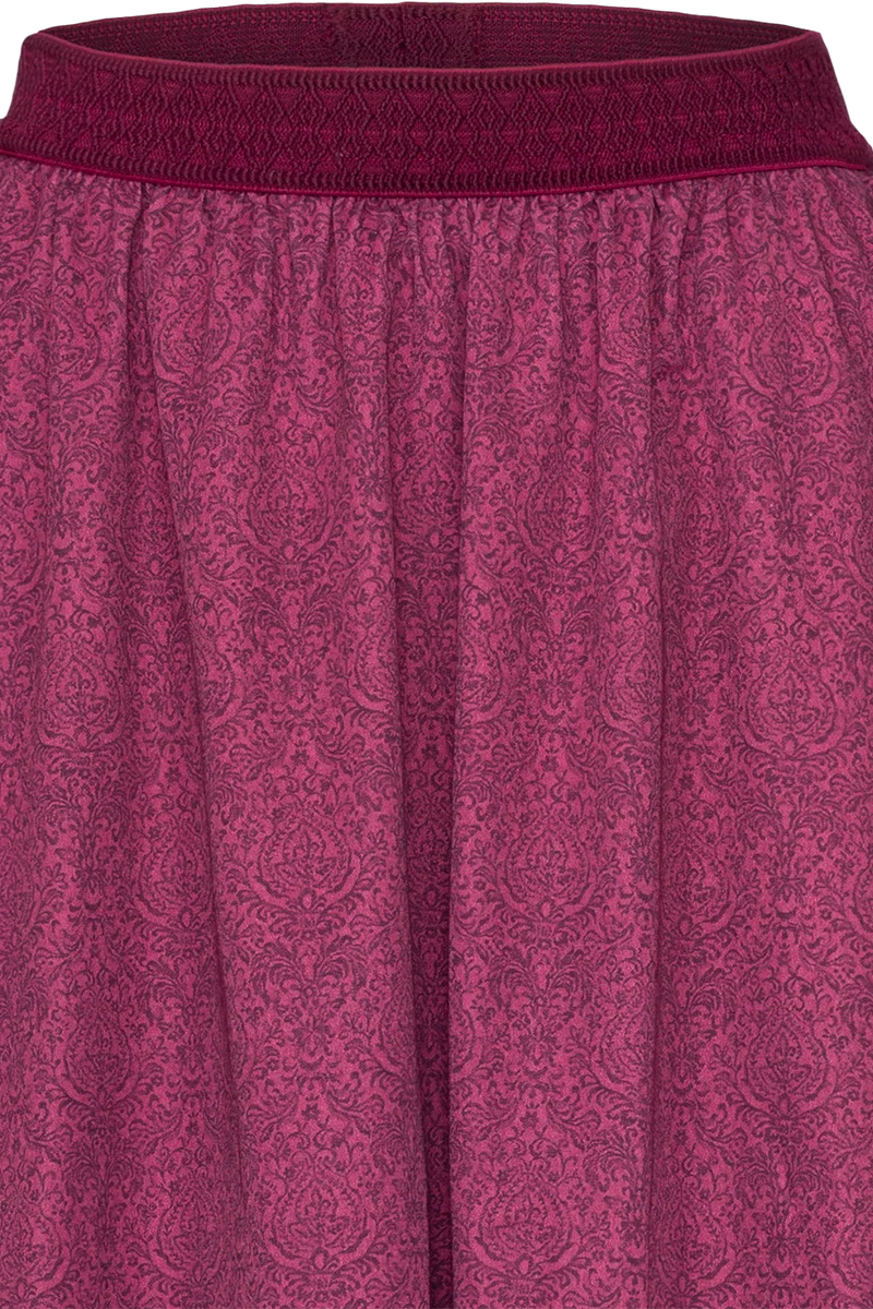 Trachtenrock Midi mit floralem Ornamentdruck - beere
