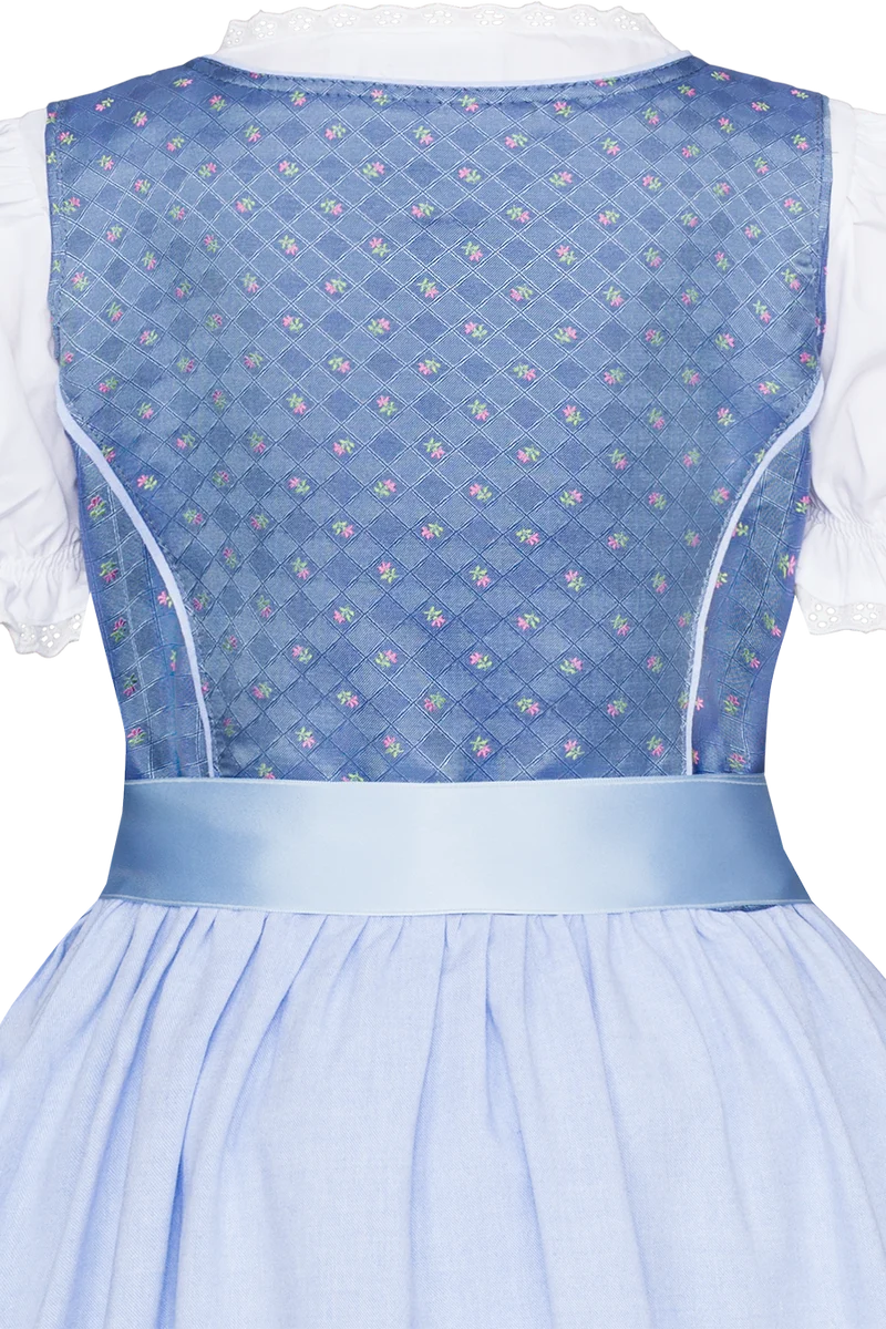 Mädchen Dirndl floral gemustert mit Bluse - blau