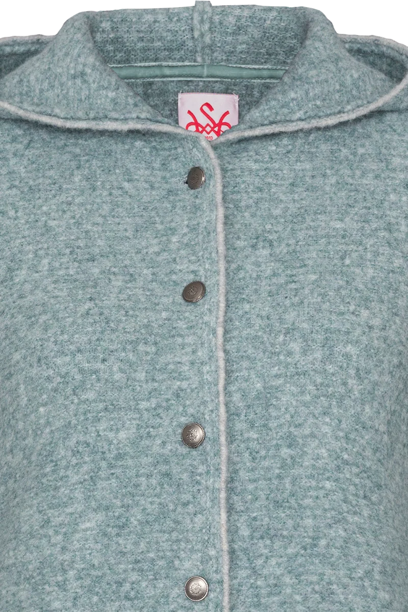 Damen Walk-Srickjacke mit Wolle - türkis