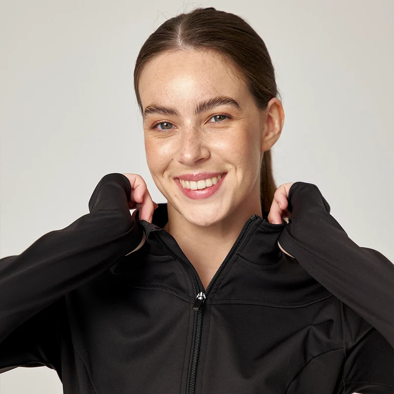 Sportjacke Damen mit Reißverschluss | Schwarz