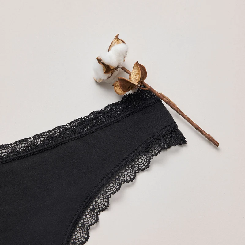 Tangas mit Spitze | Mix (Apricot/Grün/Schwarz)