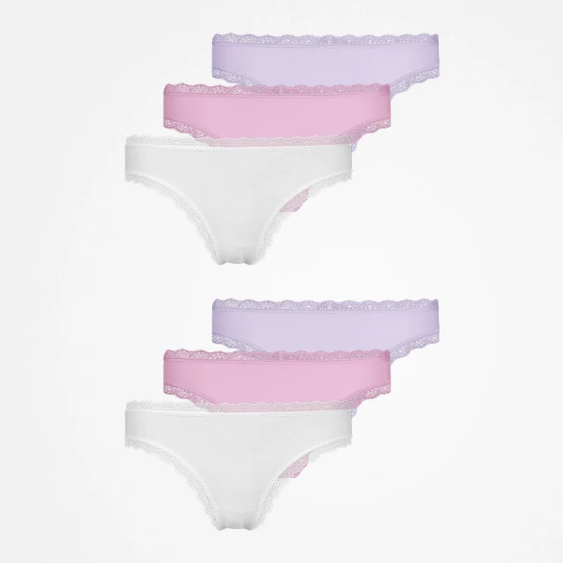 Tangas mit Spitze | Mix (Weiß/Rosa/Lila)