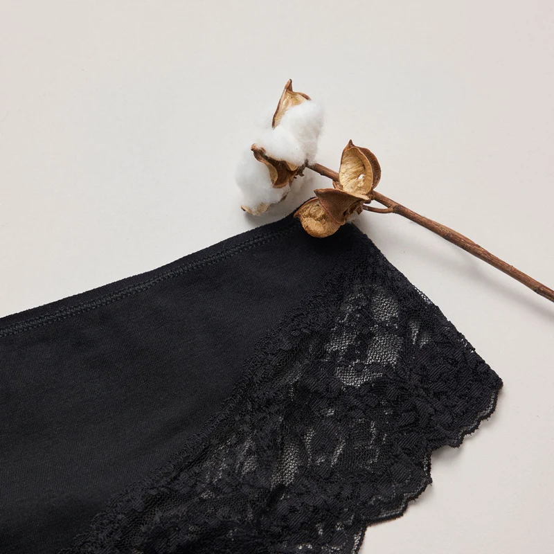 Hipster Panties mit Spitze | Mix (Apricot/Grün/Schwarz)