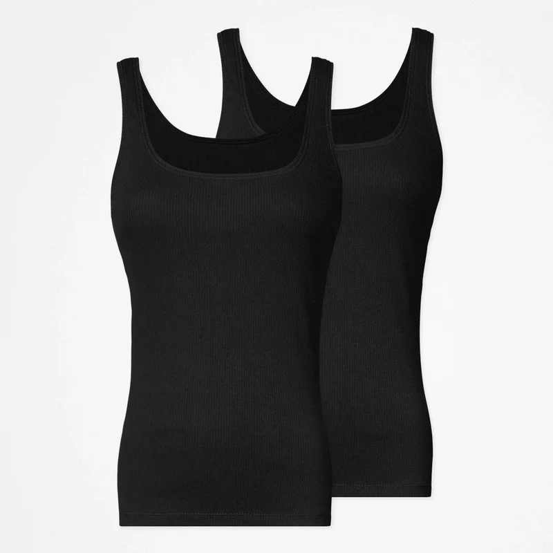Ripp Tank Top Damen | Schwarz