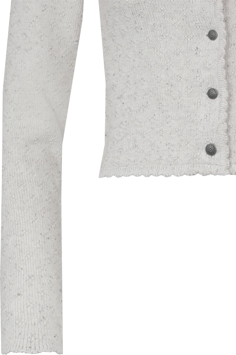 Damen Trachten-Strickjacke mit Blütenstruktur - beige melange