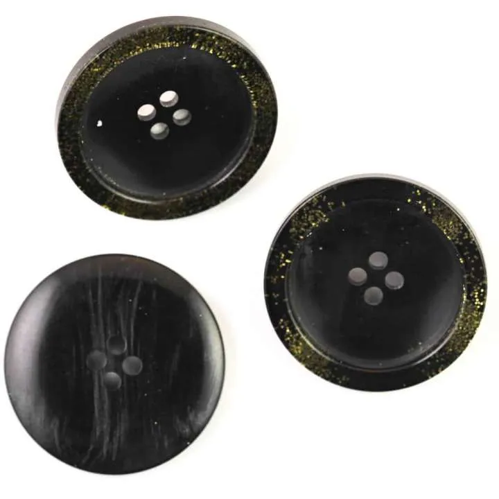 Knopf Glitzer Schwarz – Hornimitatknopf KM-69
