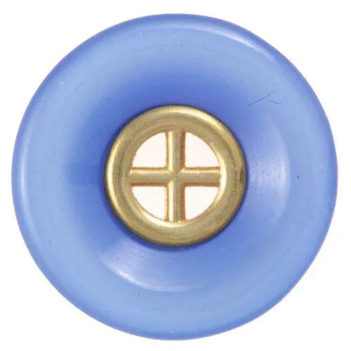 Knopf goldener Metalleinsatz Blau – Kunststoffknopf KBL-3