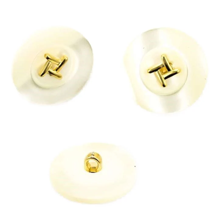 Ösenknopf Perlmuttimitat Gold-Motiv Creme/Gold – Kunststoffknopf KN-2