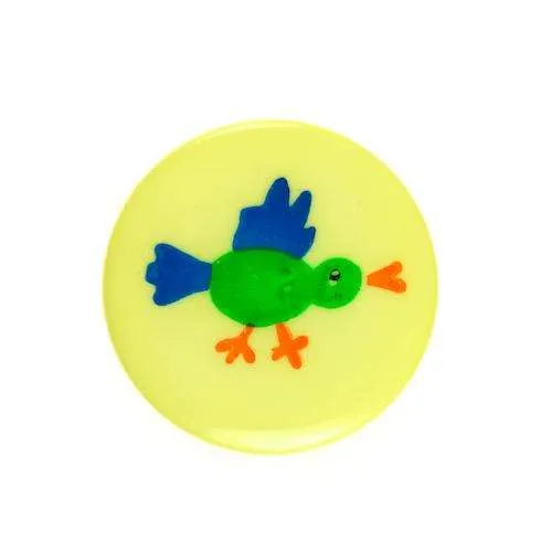 Kinderknopf Vogel Gelb 18 mm – Kunststoffknopf KK-6-GELB
