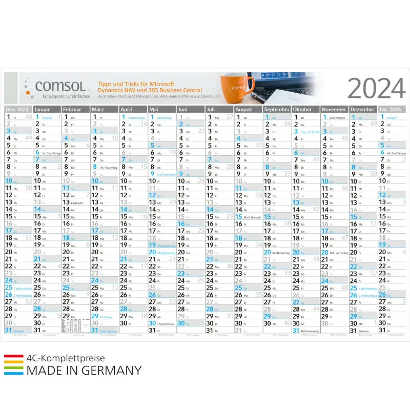 Horizont L, Sonn- und Feiertage Blau mit 4C-Druck - Hellgrau & Blau - Hochwertige Werbedrucke
