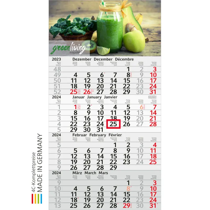 Budget 4 Recycling mit 4C-Druck - Hellgrau und Rot - Schnelllieferung auch an Sonn- und Feiertagen