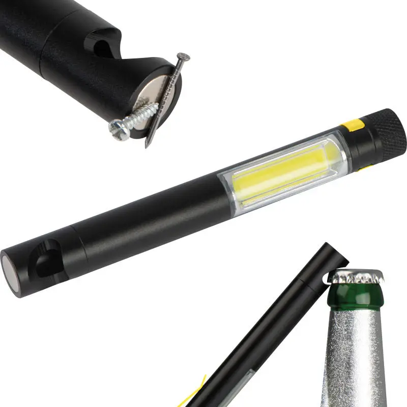 Multifunktionale COB Taschenlampe mit Flaschenöffner - gelb Praktisches LED Licht für Outdoor