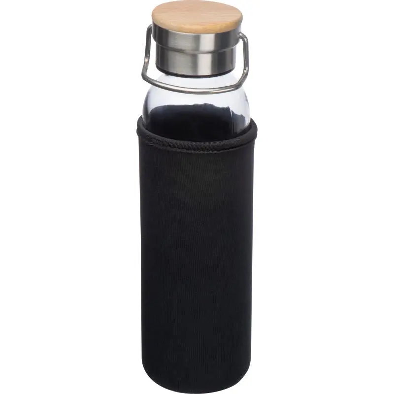 Schwarze Glasflasche mit Neoprenschutz, 600ml - Elegant & Sicher