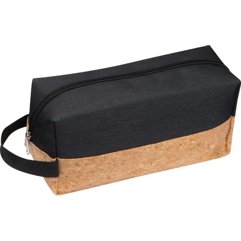 Kosmetiktasche mit Korkboden in Schwarz - Elegant & Robust, 100 Zeichen