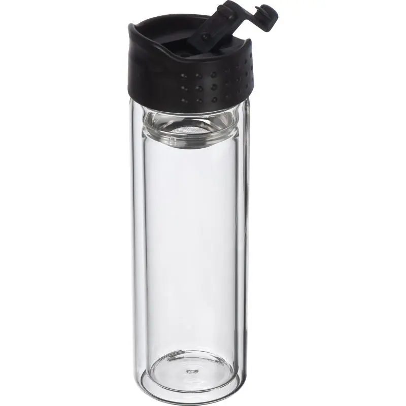 Transparente Borosilikat-Glasflasche 400 ml mit Teesieb, Elegant & Nützlich