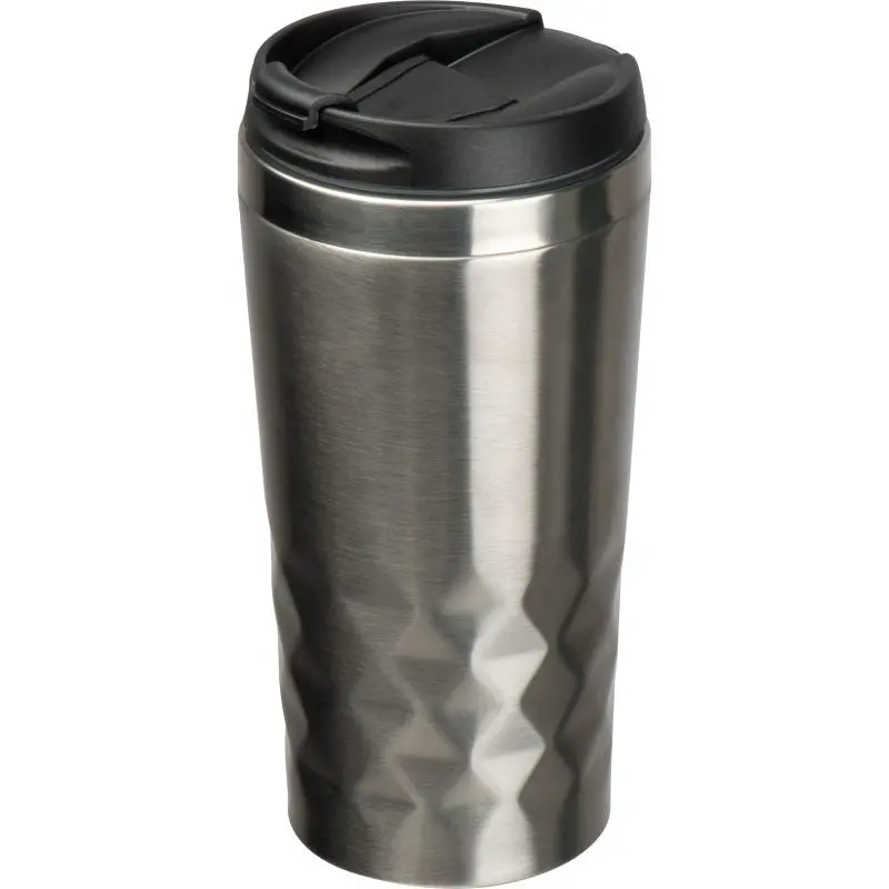 Design-Trinkbecher 400 ml in Silbergrau mit Muster – Stilvoll & Praktisch