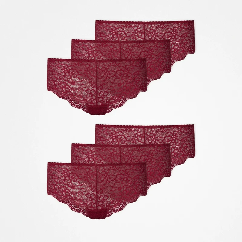 Hipster Panties aus Spitze | Dunkelrot