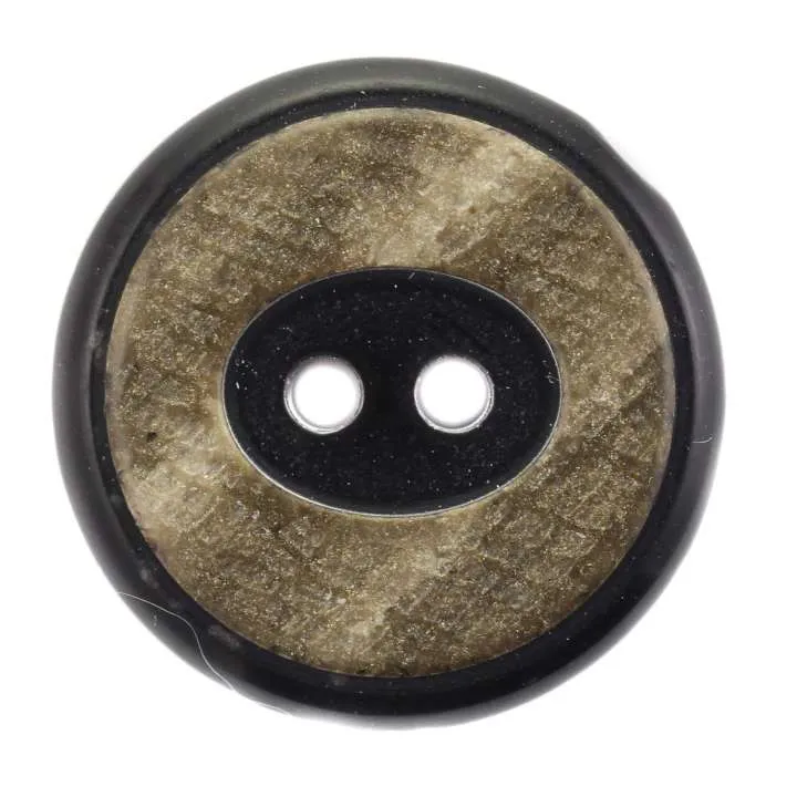 Hornimitatknopf Schwarz 2-Loch-Knopf matt – Mantel- und Jackenknopf KM-61