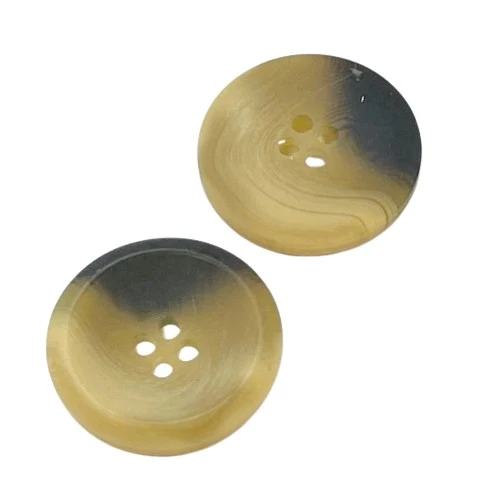 Hornimitatknopf Braun-Beige 4-Loch-Knopf matt – Mantel- und Jackenknopf KM-75