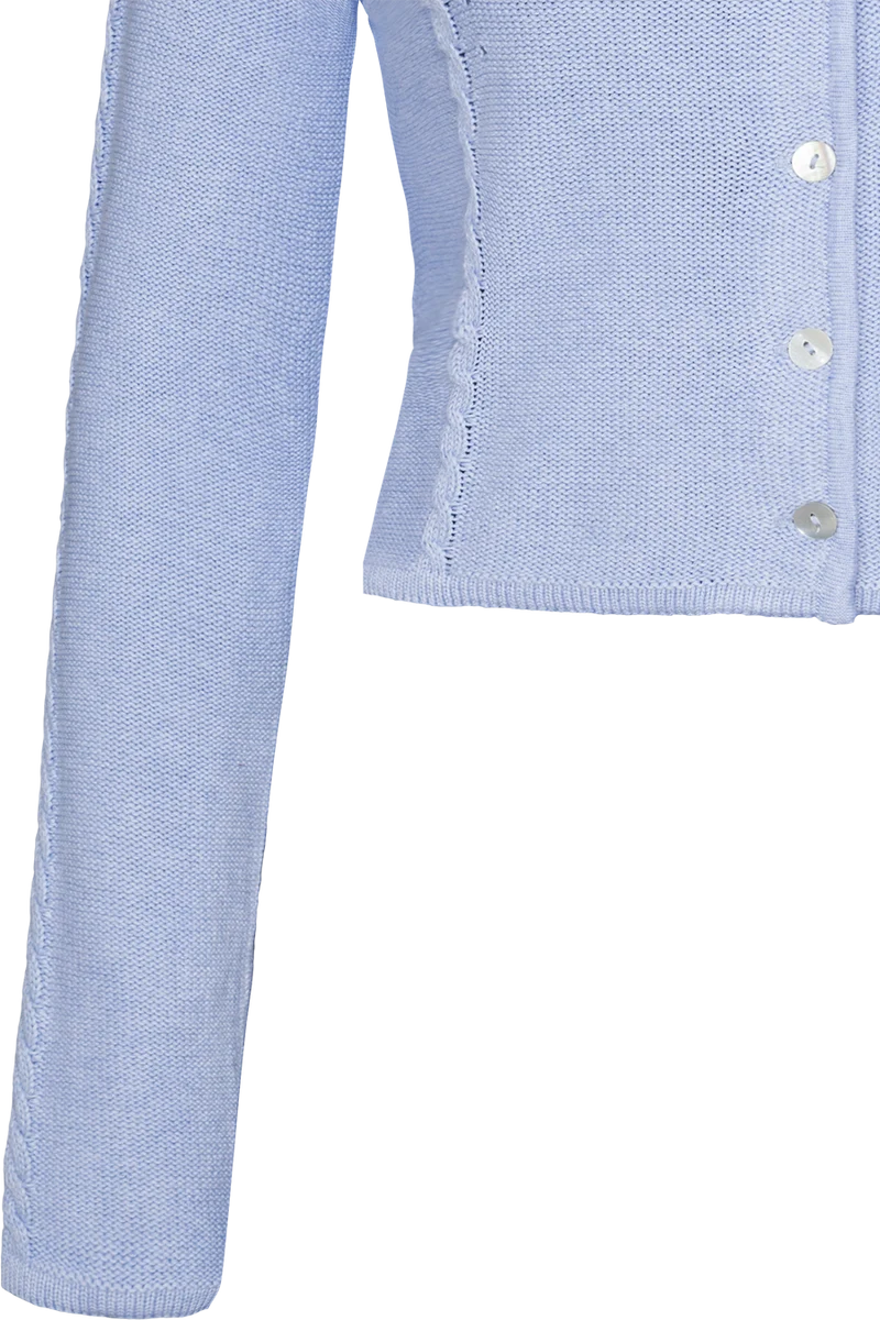 Damen Trachten-Strickjacke kurz - hellblau