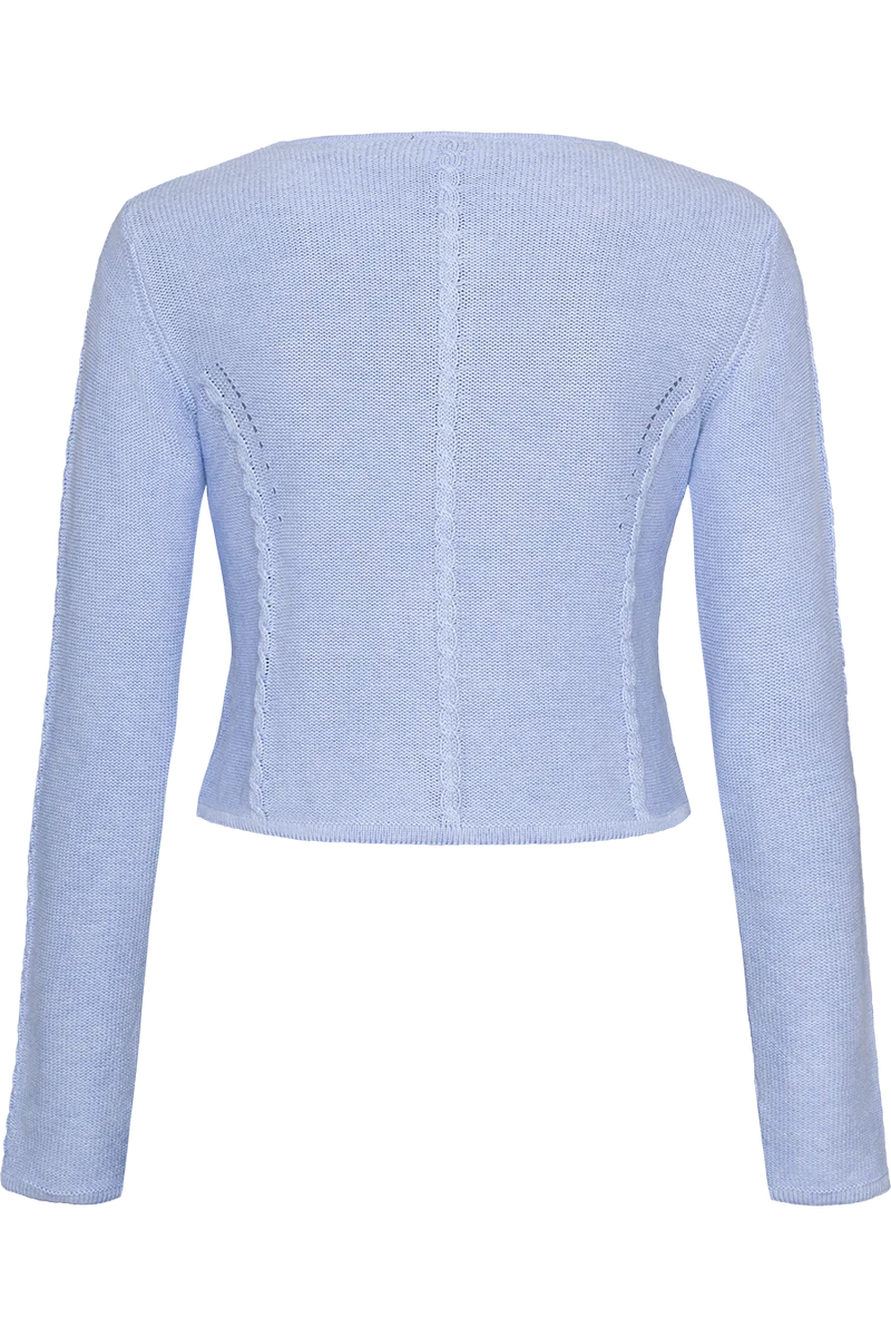 Damen Trachten-Strickjacke kurz - hellblau