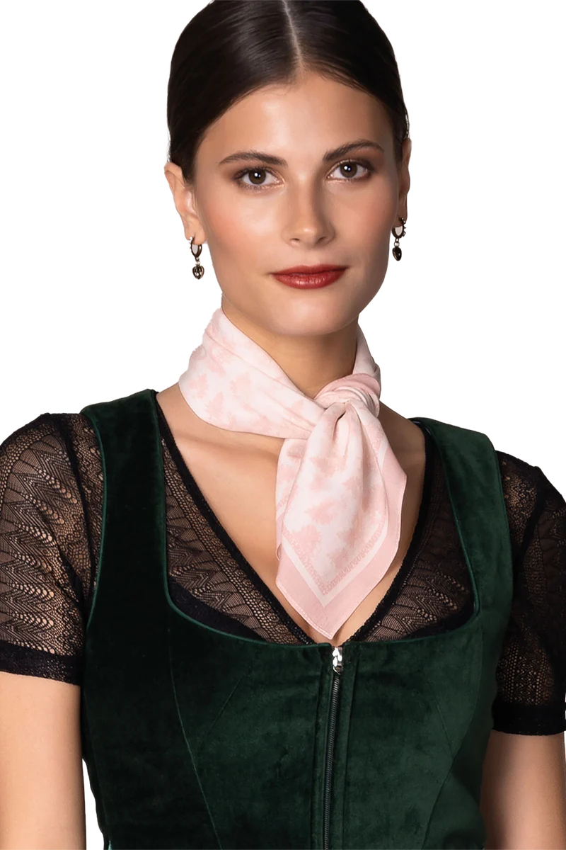 Damen Trachten-Nickituch mit Wald und Hirschen - rosa