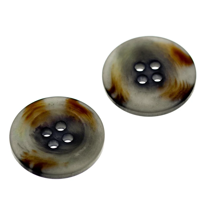 Hornimitatknopf Grau 4-Loch-Knopf – Blazer- und Sakkoknopf HI-74
