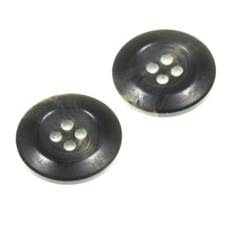 Hornimitatknopf Anthrazit 4-Loch-Knopf – Blazer- und Sakkoknopf HI-74