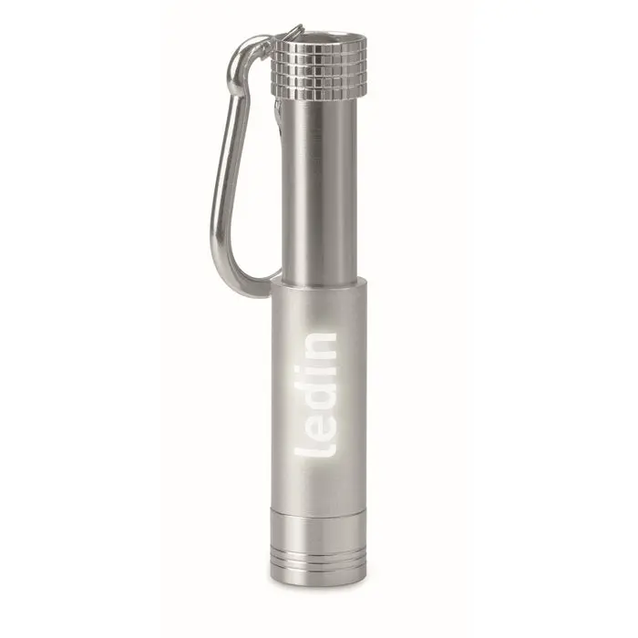 POP LIGHT Taschenlampe mit Karabiner, Silber – Kompakt & Vielseitig