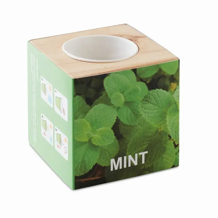 MENTA Kräuterpflanz-Set aus Holz – Züchten Sie frische Minze zu Hause