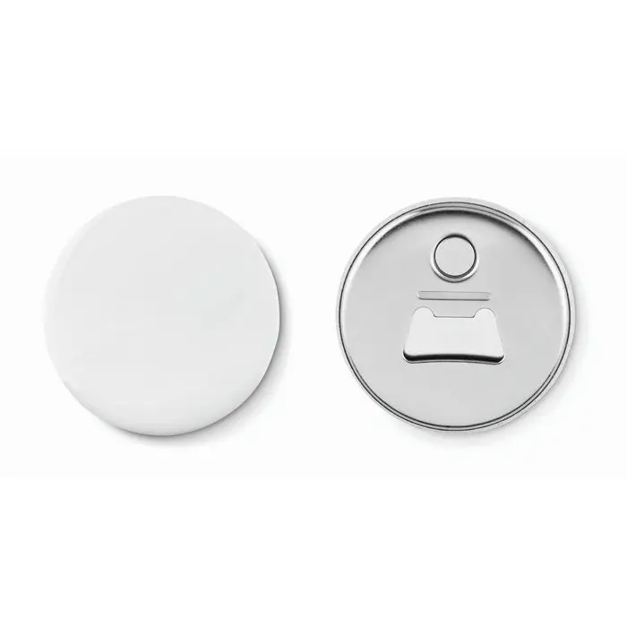 Magnet-Badge PIN OPENER mit Kapselheber in Mattsilber - Multifunktionales Gadget