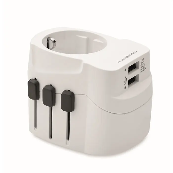 PRO Light USB 3-poliger Reiseadapter mit USB-Anschluss - Weiß