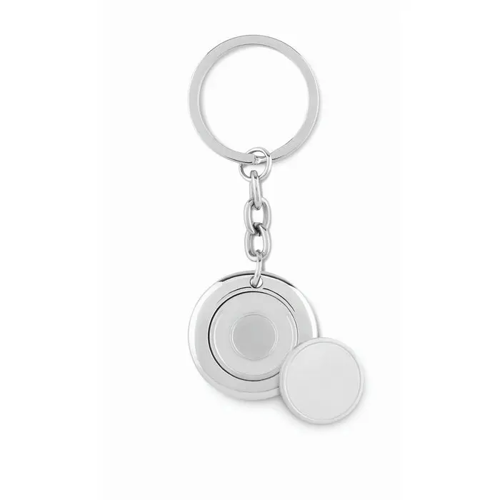 Schlüsselring FLAT RING mit Münzhalter - Glänzend Silber