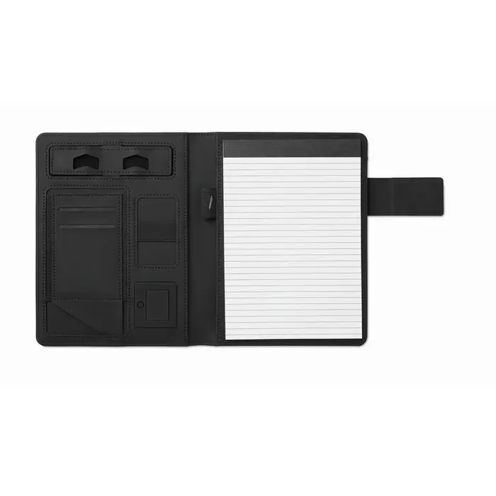 POWERNOTY Schwarzes DIN A5 Portfolio mit integrierter Powerbank
