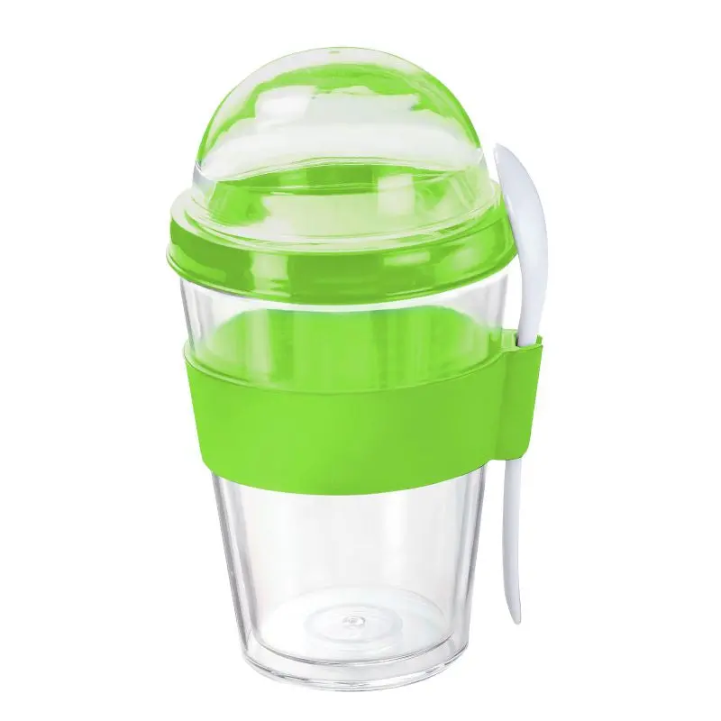 Müslibecher mit Löffel 350 ml, Transparent – Ideal für Unterwegs & Büro
