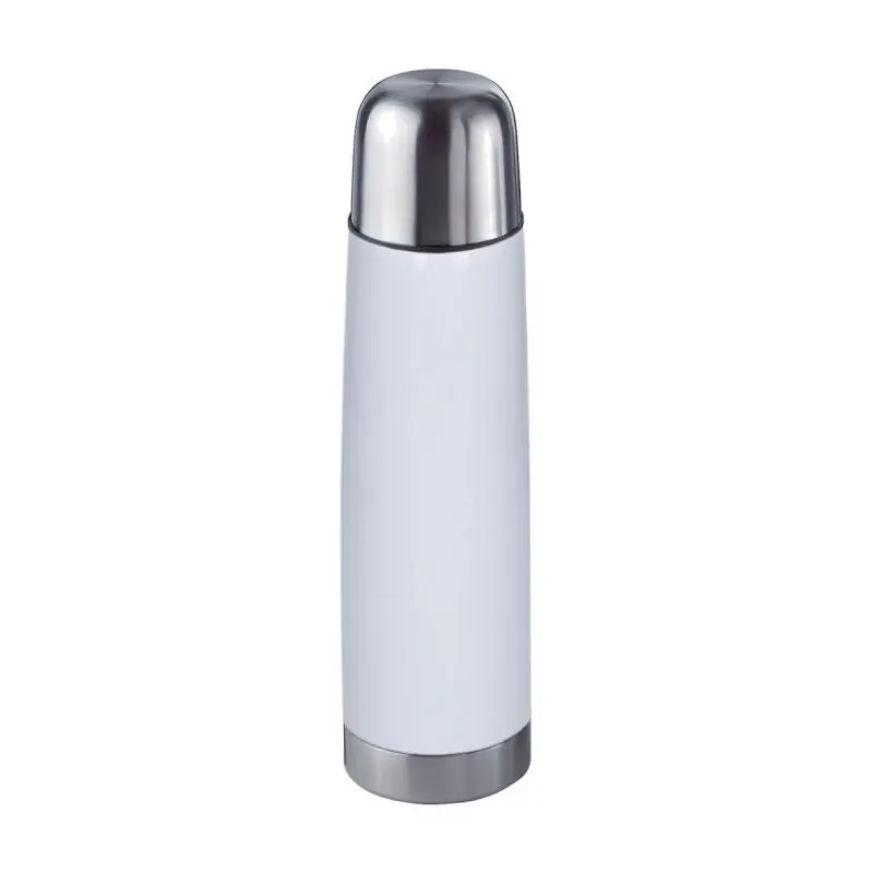 Isolierflasche Vakuum 0,5 l, lackiert - Weiß - Doppelwandige Thermoflasche - Robust und Stilvoll