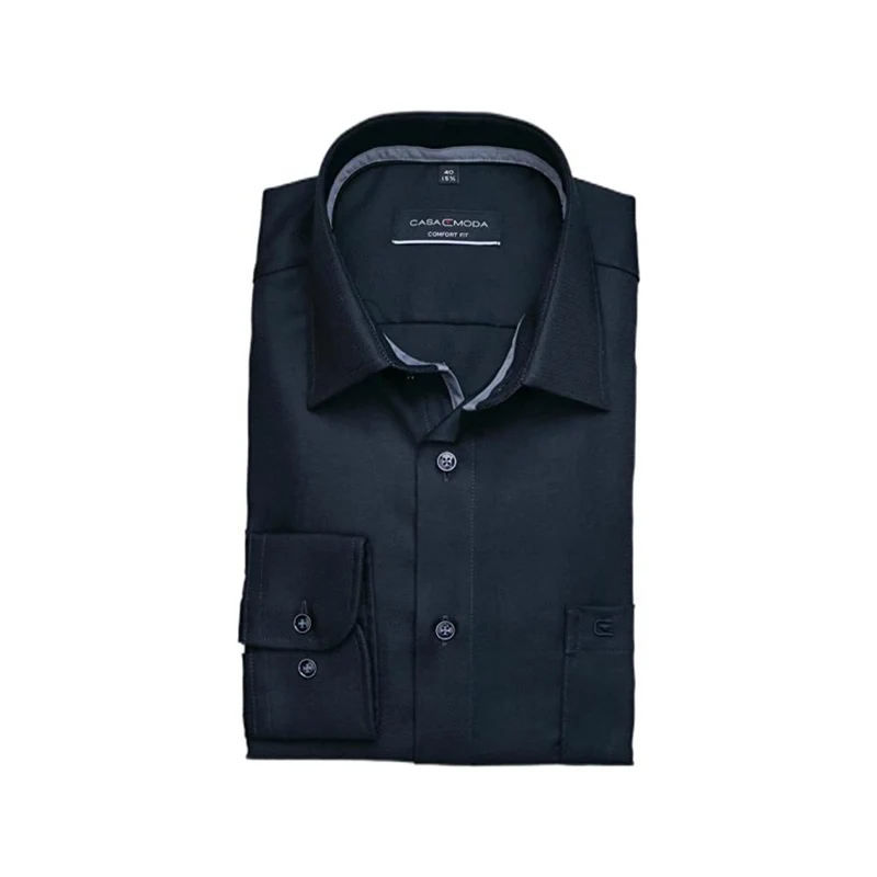 CASAMODA Comfort Fit Hemd Langarm New Kent Kragen Struktur Nachtblau Größe 46