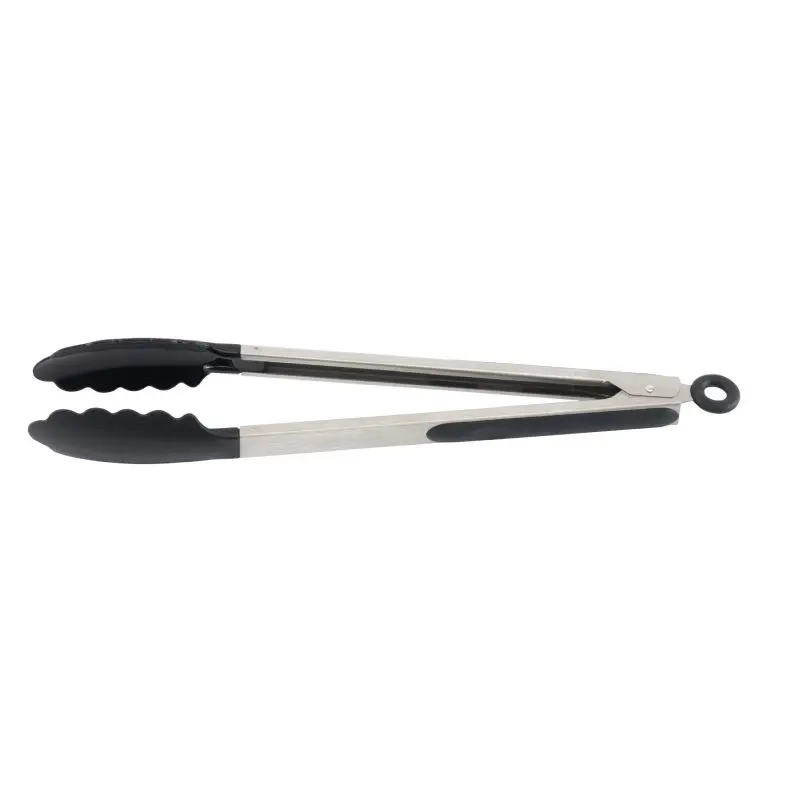 GRIP Edelstahl-Grillzange in Schwarz-Silber - Must-Have für jeden Grillmeister