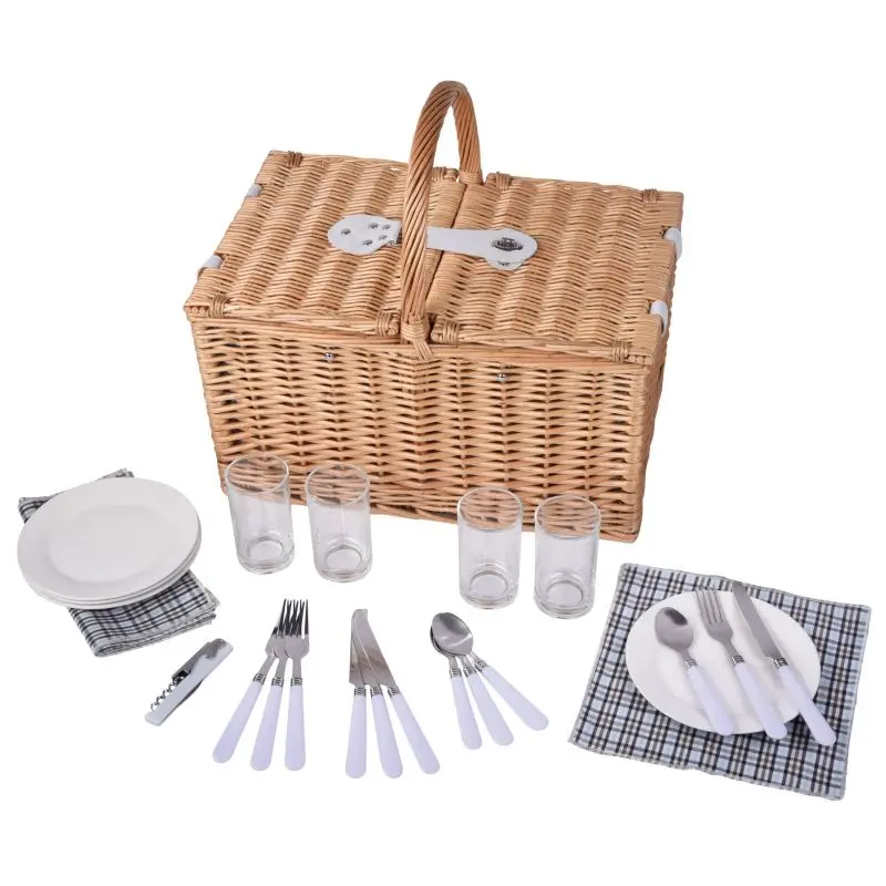 STANLEY PARK Weiden-Picknickkorb in Braun - Elegantes Outdoor-Essen