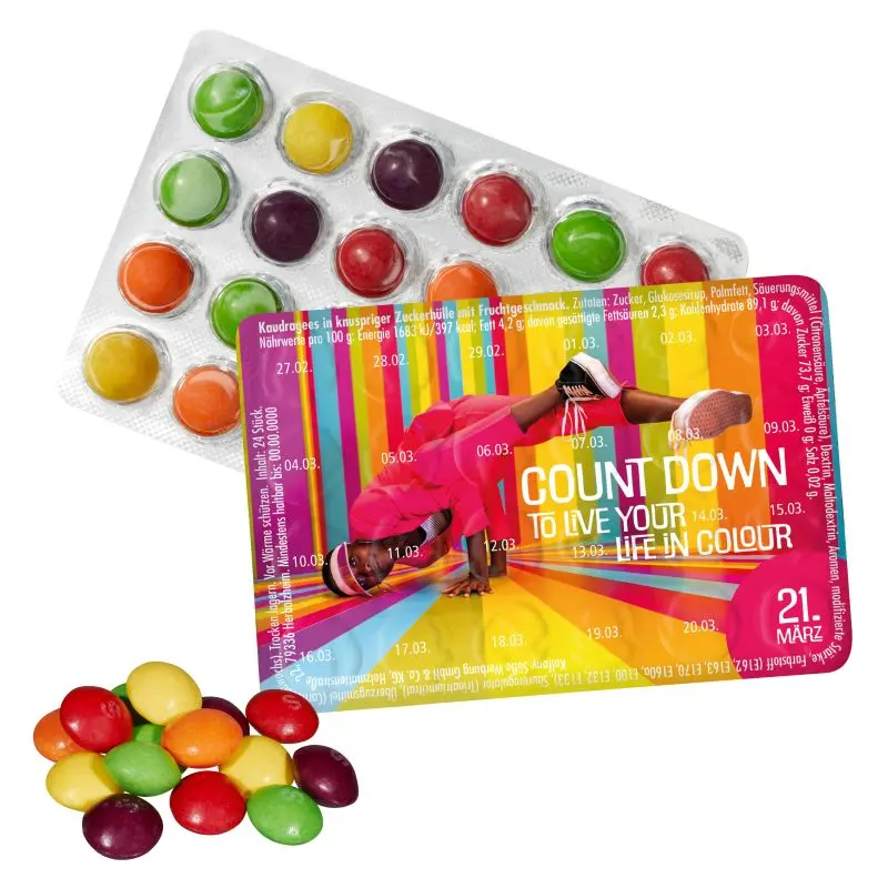 Mini-Eventkalender mit SKITTLES, personalisierbar für Ihre Marke