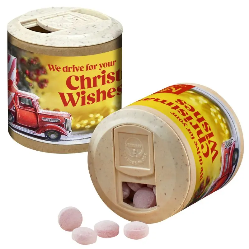 Bedruckte Werbedose mit Bären Company Glühweinbonbons - Festlicher Genuss