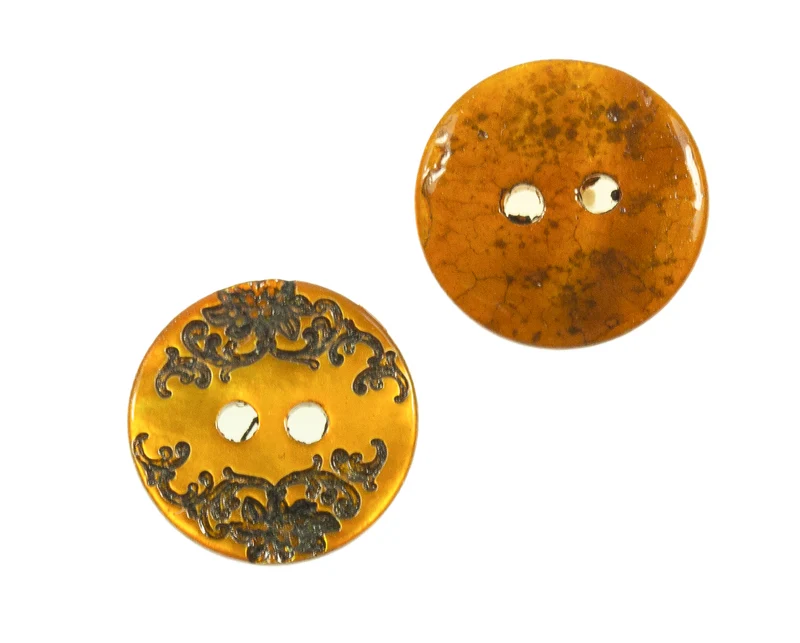 Perlmuttknopf Natur Orange 2-Loch – PL-7-ORANGE