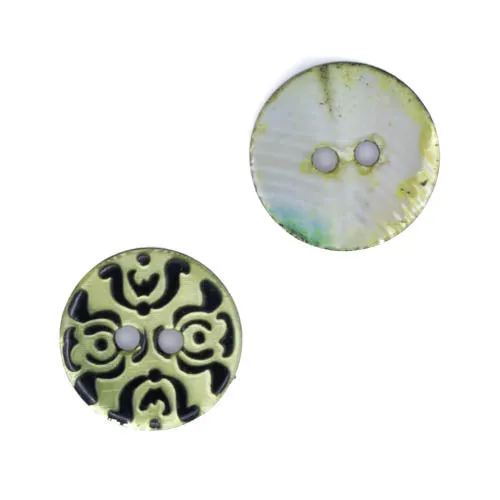 Perlmuttknopf Natur Grün/Schwarz 2-Loch 15 mm – PL-3-SCHWARZ-GRÜN