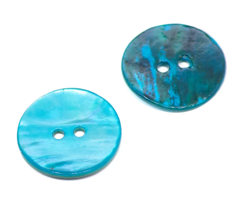 Perlmuttknopf Natur Blau 2-Loch – PL-110-CYAN