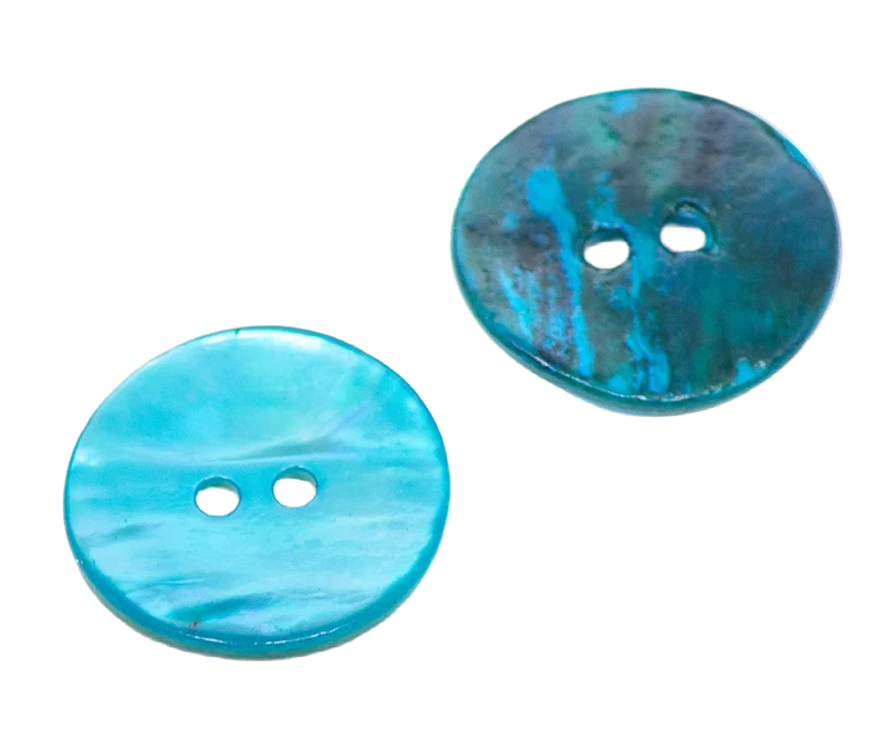Perlmuttknopf Natur Blau 2-Loch – PL-110-CYAN