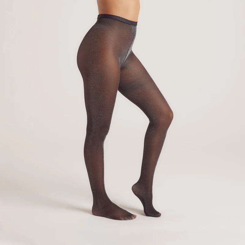Glitzer Lurex-Strumpfhose (40 denier) - Schwarz
