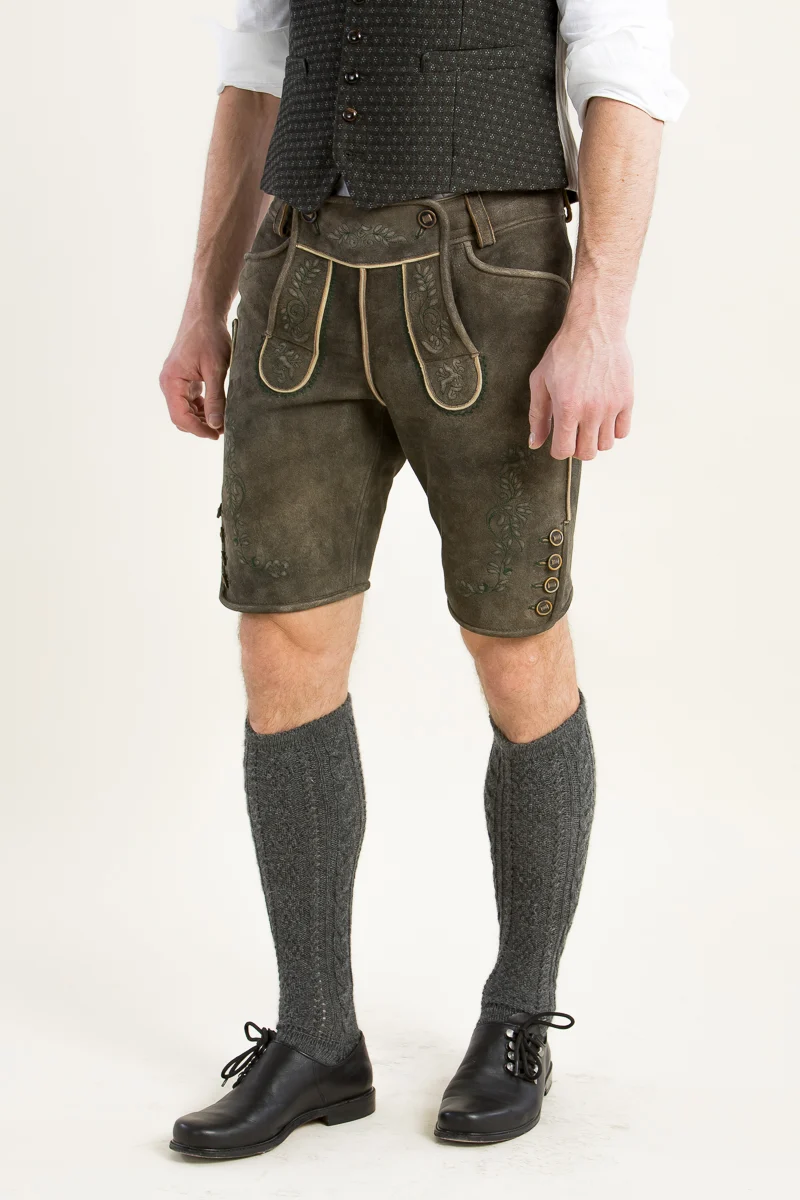 Kurze Ledergott Lederhose Leo antikbraun