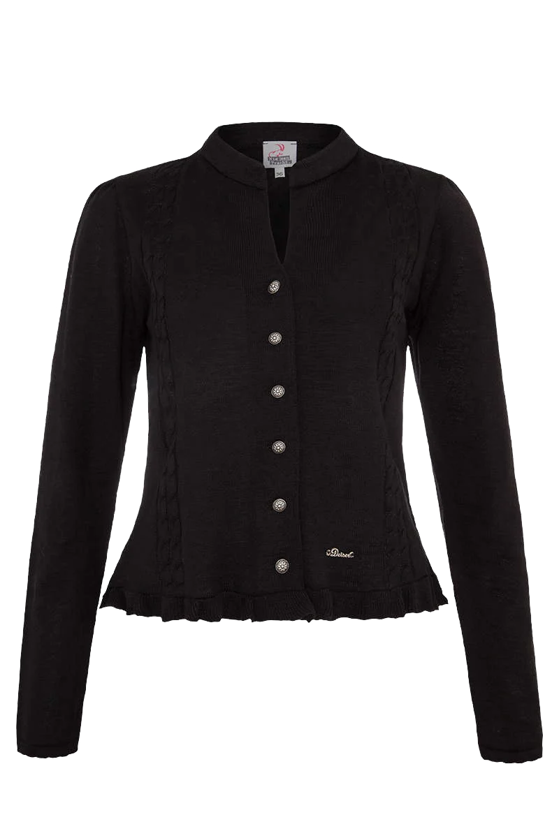 Dirndl Strickjacke mit Stehkragen Salzburgblau