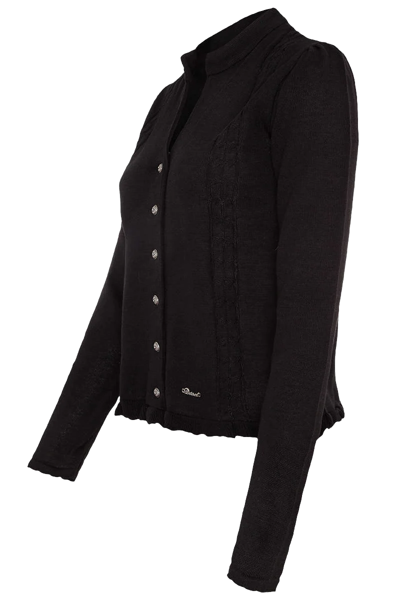 Dirndl Strickjacke mit Stehkragen Salzburgblau