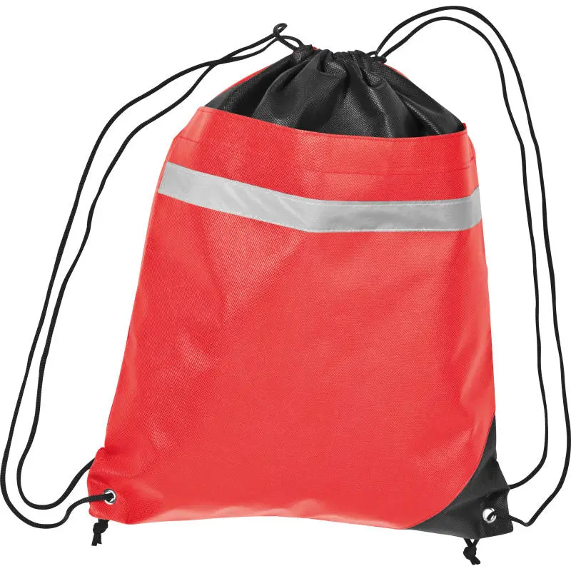 Non-Woven Gymbag mit reflektierendem Streifen - rot - sicher und stilvoll für Sport und Freizeit